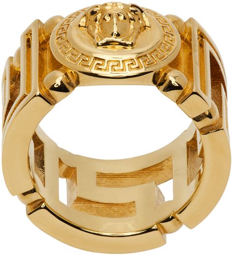 versace ring gold medusa|Versace ring size.